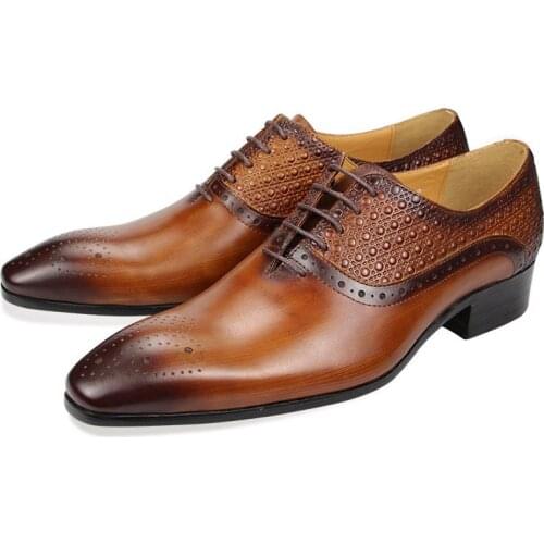 Summer Mens New Arrival Dress Wedding Shoes Fashion Brown Leather Classic Gentle Man Oxfords Luxury Male Formal Shoes