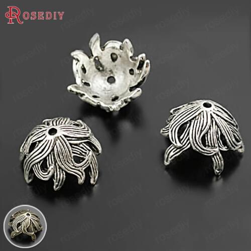 28463)20PCS 15MM,height 10MM Antique Style Zinc Alloy Bead Caps Diy Jewelry Findings Accessories Wholesale