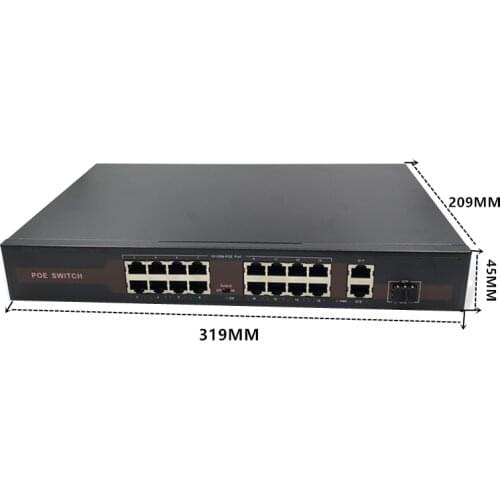 48V Ethernet POE switch with 16 port 10/100Mbps Port IEEE 802.3 af/at Suitable for IP camera/Wireless AP/CCTV camera system