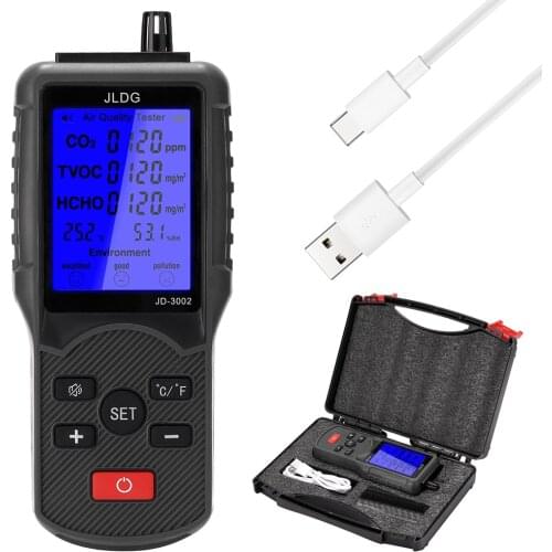 Portable Air Quality Tester CO2 TVOC HCHO Electricity Quantity Meter Temperature Humidity Detector Carbon Dioxide Sensor
