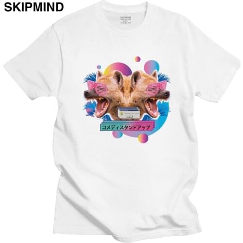 Fashion Vaporwave Hyena T Shirt Men 100% Cotton Africa Safari Wilderness Furry Animal Hyaenas Tees Short Sleeved Summer Tshirt