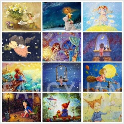 Cartoon DIY Diamond Painting Fairy Tale Little Girl Diamond Embroidery Cross Mosaic Cross Stitch Home Decoration Children Gift