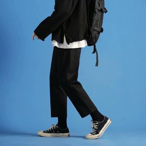 Ankle-Length Pants Men Autumn Winter Fleece Warm Sweatpants Wide Leg Sportswear Straight Sport Tracksuit Trouser 2021