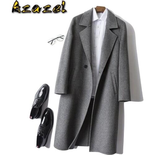Azazel Mens 100% Wool Coat Double-sided Long Jacket Men Clothes 2020 Casual Spring Autumn Casaco Masculino YC-MR3016 KJ4298