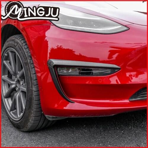 For Tesla Model 3 Three 2018 2019 2020 Car Front Fog Eyebrow Trim Light Lamp Frame Sticker Cover Grill Grille Parts accessories