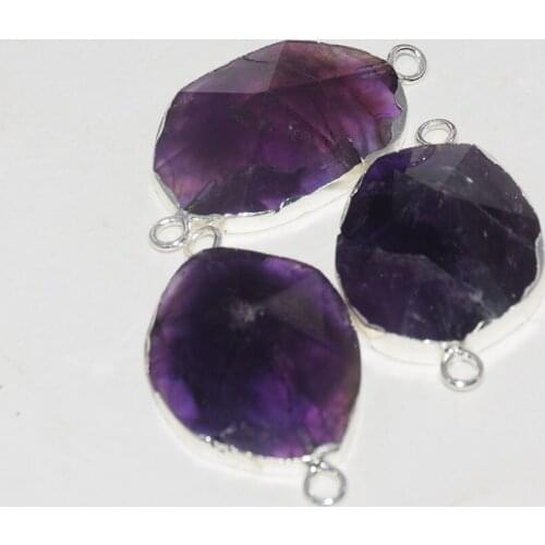 Natural Stone Connector Pendant Women Charms Purple Quartz Crystal pendulum jewelry making amethysts 2020 amulet pendant pcs