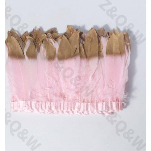 Natural light pink goose feather spray gold head made of 2 meters cloth edge DIY costume skirt skirt net red wall decoration