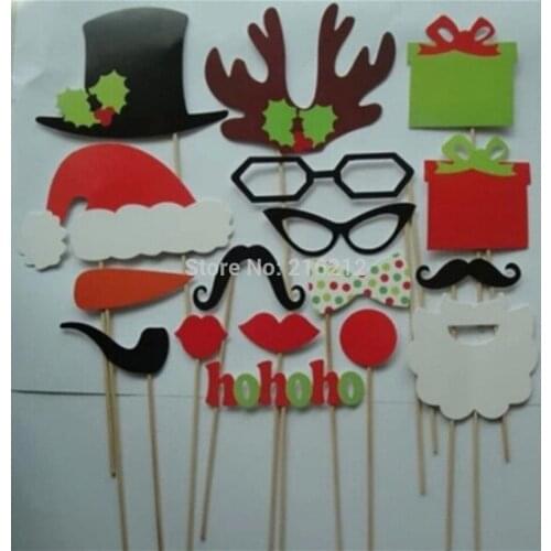 New Arrive 17 pcs/lot DIY Photo Booth Props Mustache Lip Hat Antler Gift Stick Christmas Party