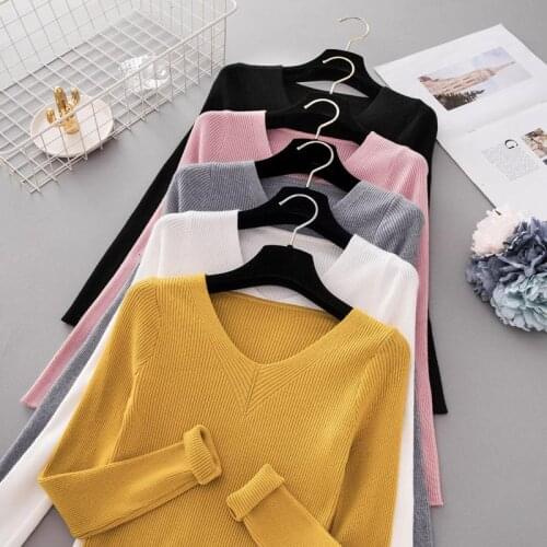 Autumn Pullover Women V Neck Sweater Knitted Jumper Womens Sweaters Winter Tops For Women Sweaters And Pullovers Trui Dames