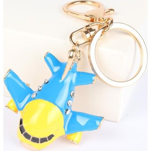 Yellow Blue Plane Airplane Aircraft Pendant Charm Rhinestone Crystal Key Chain Ring for Handbag Purse Carkey
