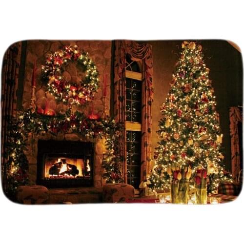 Christmas Decorations Home Doormats Soft Lightness Indoor Outdoor Living Room Bathroom Door Mats Short Plush Fabric Floor Mats