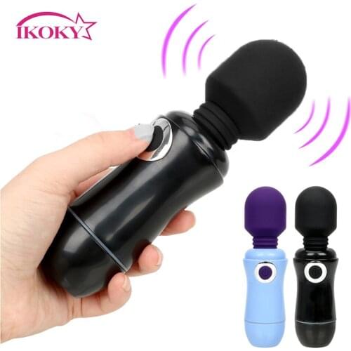 IKOKY Silicone Clitoris Stimulation AV Massage Stick Sex Toys for Women Female Masturbation 7 Mode Vibrating Rod G spot