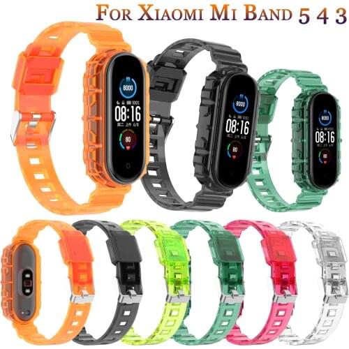 Strap for Xiaomi Mi band 5 band 4 3 Transparent Silicone Replacement Bracelet for Xiaomi xiomi mi band 4 3 miband 5 correa strap