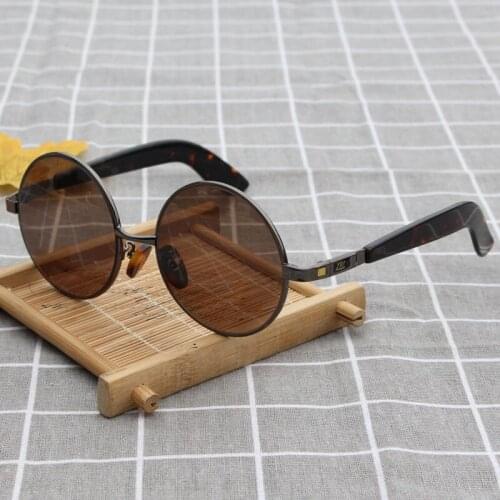 Rockjoy Round Sunglasses Male Women Stone Sun Glasses for Men Anti Eye Dry Vintage Brown Heavy Natural Crystal Lens