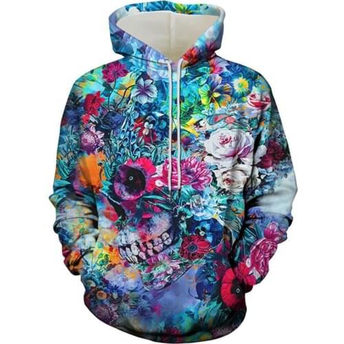Hoodie spring fashion top mens and womens long-sleeved 3D printing natural flowers Harajuku sports hedging hip-hop clothing
