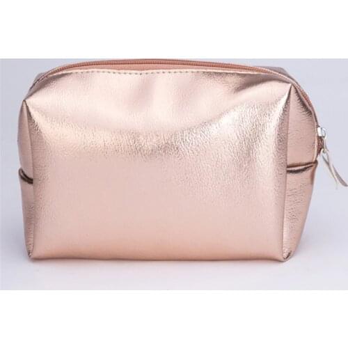 Women Cosmetic Bag Pink Gold Makeup Bag Zipper Make Up Handbag Organizer Storage Case Pouches Toiletry Wash Beauty Box