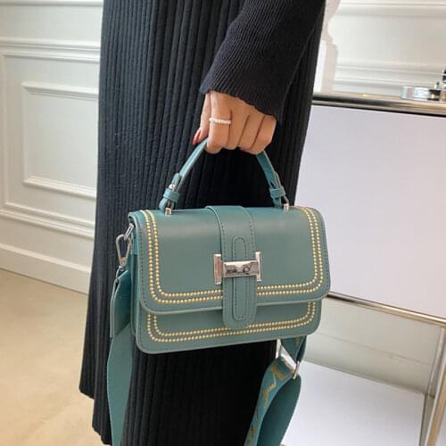 Female Brand Luxury Rivet Crossbody Bags Fashion Texture Shoulder Bag Simple All-match Handbag New Trend Purse Small Square Bags
