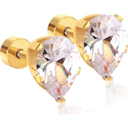 LUXUKISSKIDS Water Drop Earings Piercing Crystal Stainless Steel Stud Earrings For Women/Kids Fashion Jewelry pendientes brincos