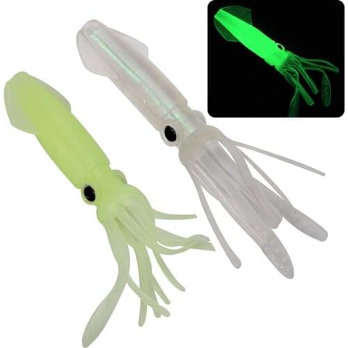 5Pcs/lot Fishing Soft Lure 10.5cm/8g Luminous Rainbow Squid Jig Fishing Lures Octopus Calamar For Sea Fishing Wobbler Bait