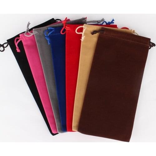 50pcs/lot 10x20cm Rectangle Drawable Velvet Pouches Gift Bag Wedding Favor Jewelry Packaging Display Bags Custom Logo Printed