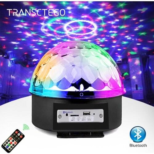 6 Color LED Bluetooth Disco Light With Mp3 Player Speaker Stage Light Rotating Lumiere Sound Activated Lamp DJ Magic Ball Light