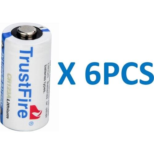 6pcs cr123a Lithium Battery TrustFire 17335 16340 3.0v 1300mAh Non Rechargeable Li Ion Battery Cells White Color for Flashlight