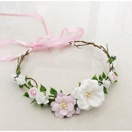 Free Shipping Pink Ivory Flower Girl Crown