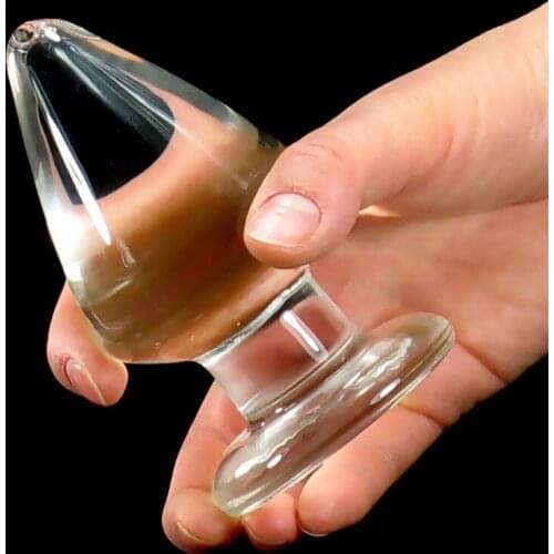 Big Glass Anal Plug 60mm Diameter Anal Dilator Expander Balls Transparent Glass Butt Plug Couples Adult Sex Toys For Woman