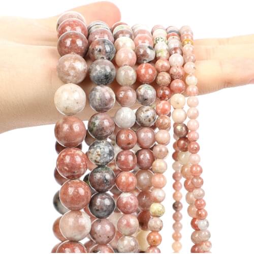 Natural Stone Beads Smooth Red Rhodonite Persian Jades Loose Spacer Beads For Jewelry Making DIY Bracelet Necklace 4/6/8/10/12MM