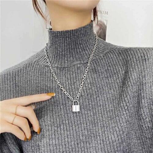 Fashion Chain Necklace For Women Punk Metal Lock Pendant Chains Choker Personality Lady Girl Jewelry Gifts Party Accessories