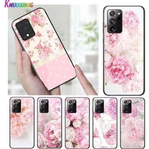 Bright Black Cover Peony Delicate Flower for Samsung S20 Ultra Plus A91 A81 A71 A51 A41 A31 A21 A21S A11 5G Phone Case