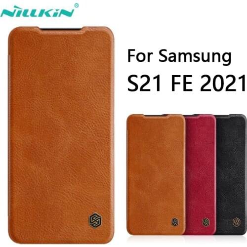 For Samsung Galaxy S21 FE 2021 Case Nillkin QIN Series Wallet Protective Flip Leather Cover for S21 + Plus Ultra Casing