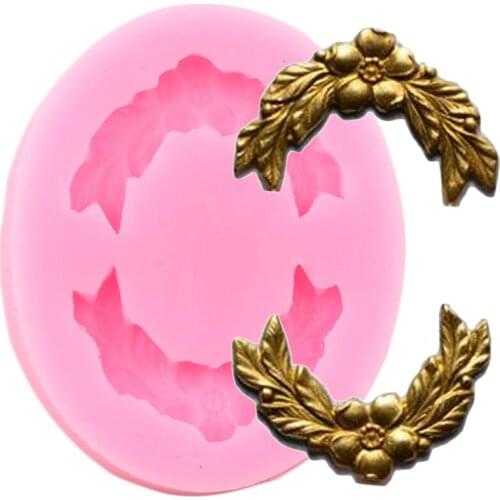 Flower Wreath Silicone Molds Wedding Cupcake Topper Fondant Cake Decorating Tools Chocolate Gumpaste Candy Resin Clay Moulds