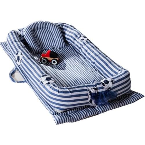 Infant Playpen Bed Baby Crib Newborns Traveling Cots Striped Printed Child Lounger Folding Portable Childrens Cotton Cradle Kid