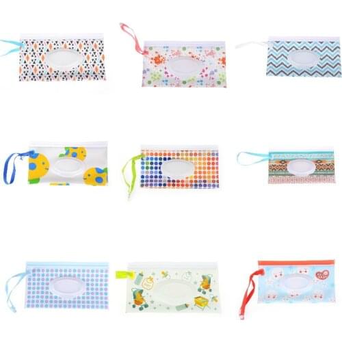 Eco-friendly Baby Wet Wipes Bag Snap Strap Wipes Container Clamshell Cosmetic Pouch Clutch Cleaning Wipes Carrying Case