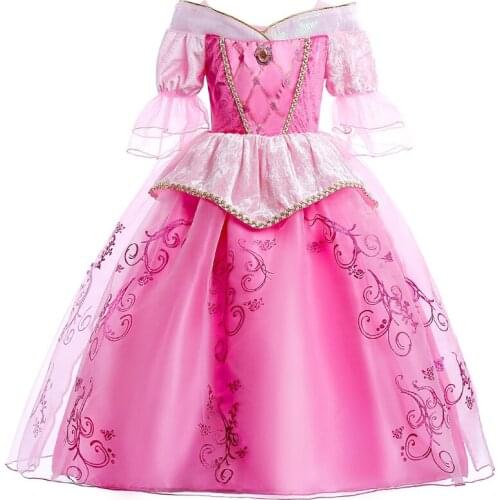 FINDPITAYA Girls Sleeping Beauty Auro Dress Clothes Kids Flare Sleeve Princess Party Cosplay Costume Girl Christmas Dress