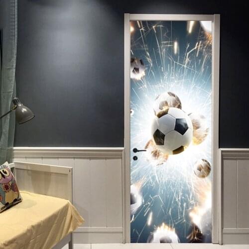 Hot Sales New Door Sticker Football Broken Glass PVC Poster Decal Soccer Sports Decoration Mural Boys Kids Room Home Decor