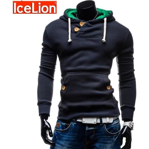 IceLion 2021 Sweatshirts Men Brand Hoodies Fashion Buttons Hip Hop Mens Cotton Sportswears Spring Autumn Male Hooded Pullovers
