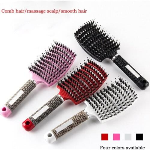 Curved bristles massage comb curly hair styling tool curved ribs tangled brush