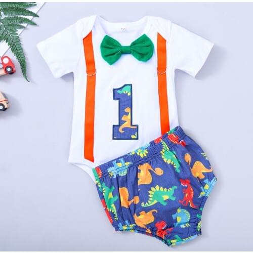 One Year Boy Clothes Set 1 Year Birthday Newborn Baby Boy Clothes Bow Tie Bodysuit Shorts 2 pcs Gentleman Newborn Baby Clothing