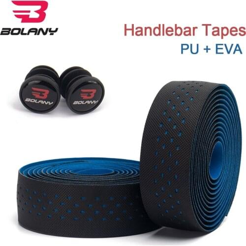 Bolany Bike leather Handlebar Tapes With Bar Plugs Soft breathable Anti-slip PU EVA Belt Cork Road Bicycle Accessories