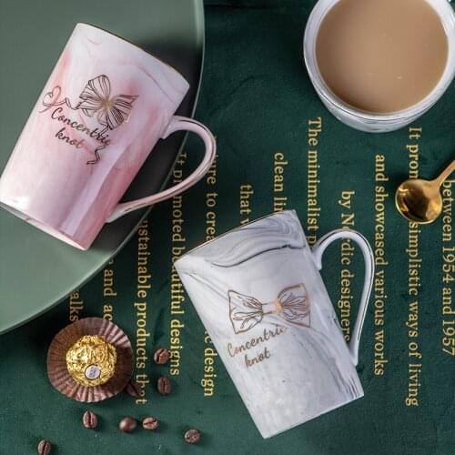 Nordic Creative Ceramic Mugs Luxury Marble Pattern Couple Coffee Milk Water Cup Mark Mug Bottle Holiday Birthday Gift For Friend
