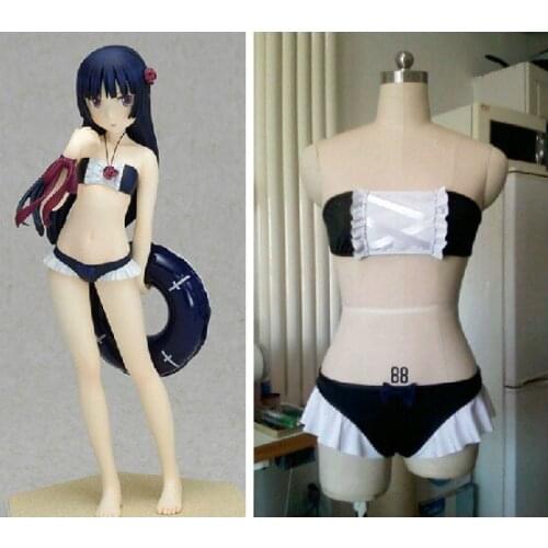 Oreimo Black Cat Gokou Ruri Anime Bikini Black&White Tube Bra Customized Cosplay Swimsuit