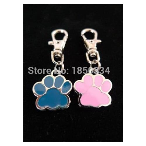 20PCS Fashion Vintage Silvers Beautiful Enamel Dog paw / cat claw Keychain Gifts Key Ring Fit DIY Key Chains Accessories D30