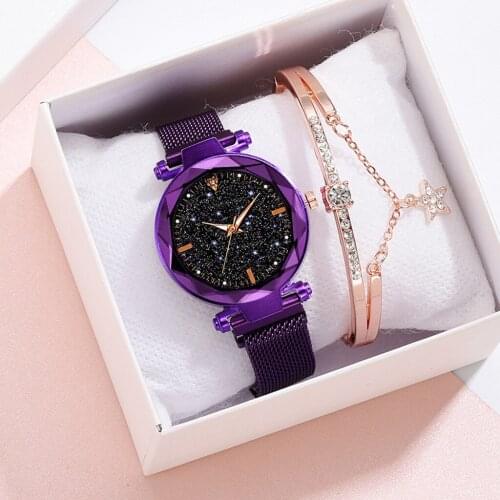 Fashion Starry Sky Women Watches Bracelet Set Rose Gold Quartz Watch Ladies Steel Strap Female Clock Wristwatch Relogio Feminino