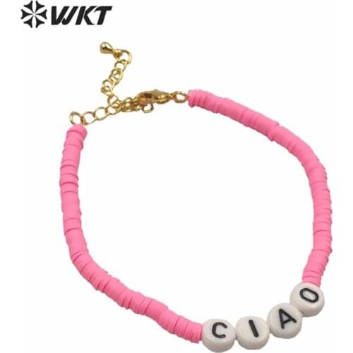 MPB010 Girl Jewelry Pink Bracelet Fashion Resin Spacer Beads Bracelet Special "ciao" Women Gift Jewelry Bracelet