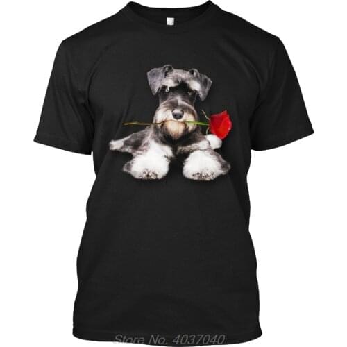 Schnauzer And Rose Popular Tagless Tee T Shirt men short sleeve o-neck cotton tshirt harajuku