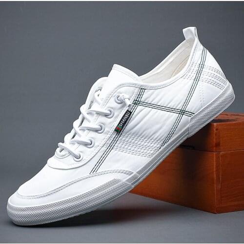 New Mens Canvas Sneaker Shoes Elastic Band Sewing Loafers Breathable Soft Sole Designer Fats Spring/Autumn Lazy Light Shoe 2101