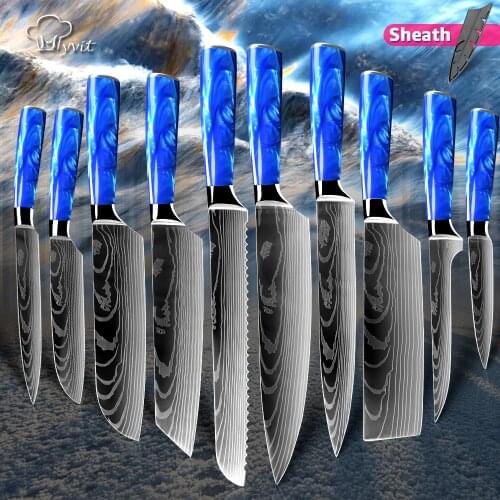 Kitchen Knives Chef Santoku Japanese Knives 7CR17 440C High Carbon Stainless Steel Professional Utility Bread Slicing Knives