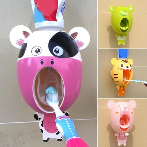 New Wall Mounted Toothpaste Dispenser Holder Adhesive Cartoon Animal Shaped Toothpaste Squeezer Bathroom Accessories Toothpaste